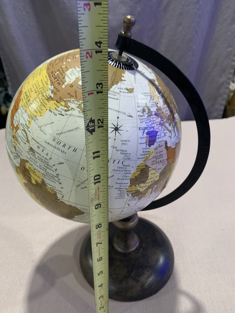 Rustic Primitive World Globe With Base 8” Globe 13” With Base. Home Decor
