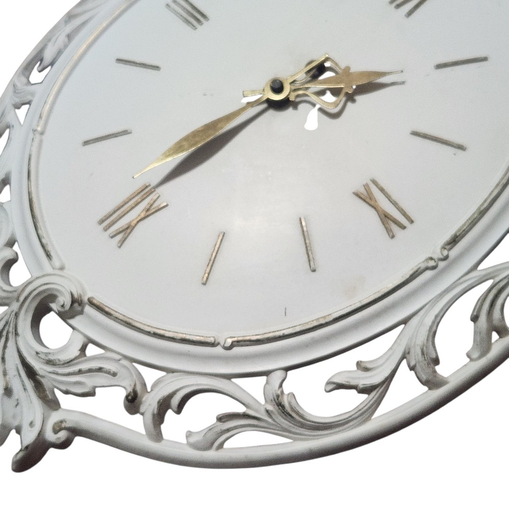 Syroco Oval Wall Clock with Winding Key White Gold Testing Working