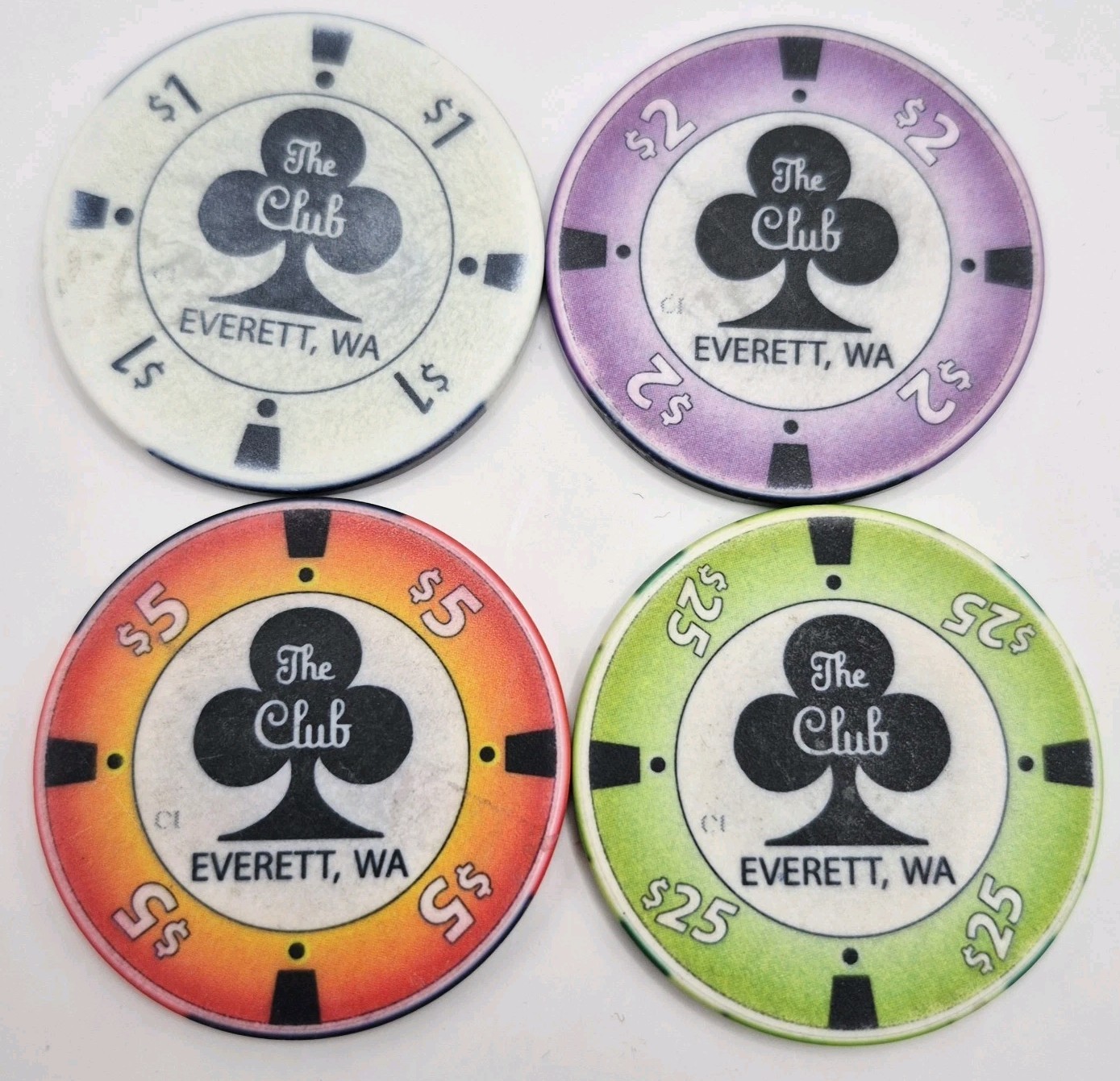 The Club Casino Card Room Everett Washington 4 Chip Bundle