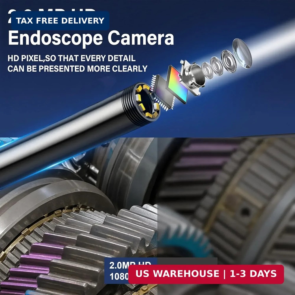 Endoscope Camera with Light, Borescope Camera with 4.3" IPS Screen, 1080P HD wit