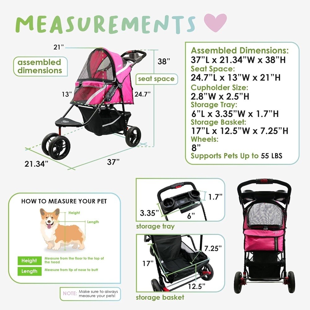 Petique Revolutionary Durable Pet Stroller for Pets up to 50lbs Supernova