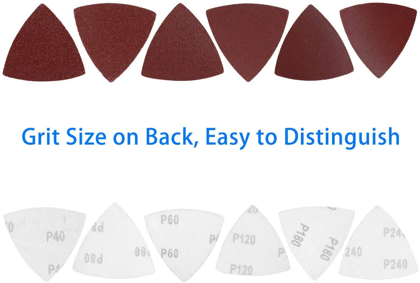 60PCS Triangle Sanding Pads for Oscillating Multi-Tool Hook Loop Sandpaper Discs