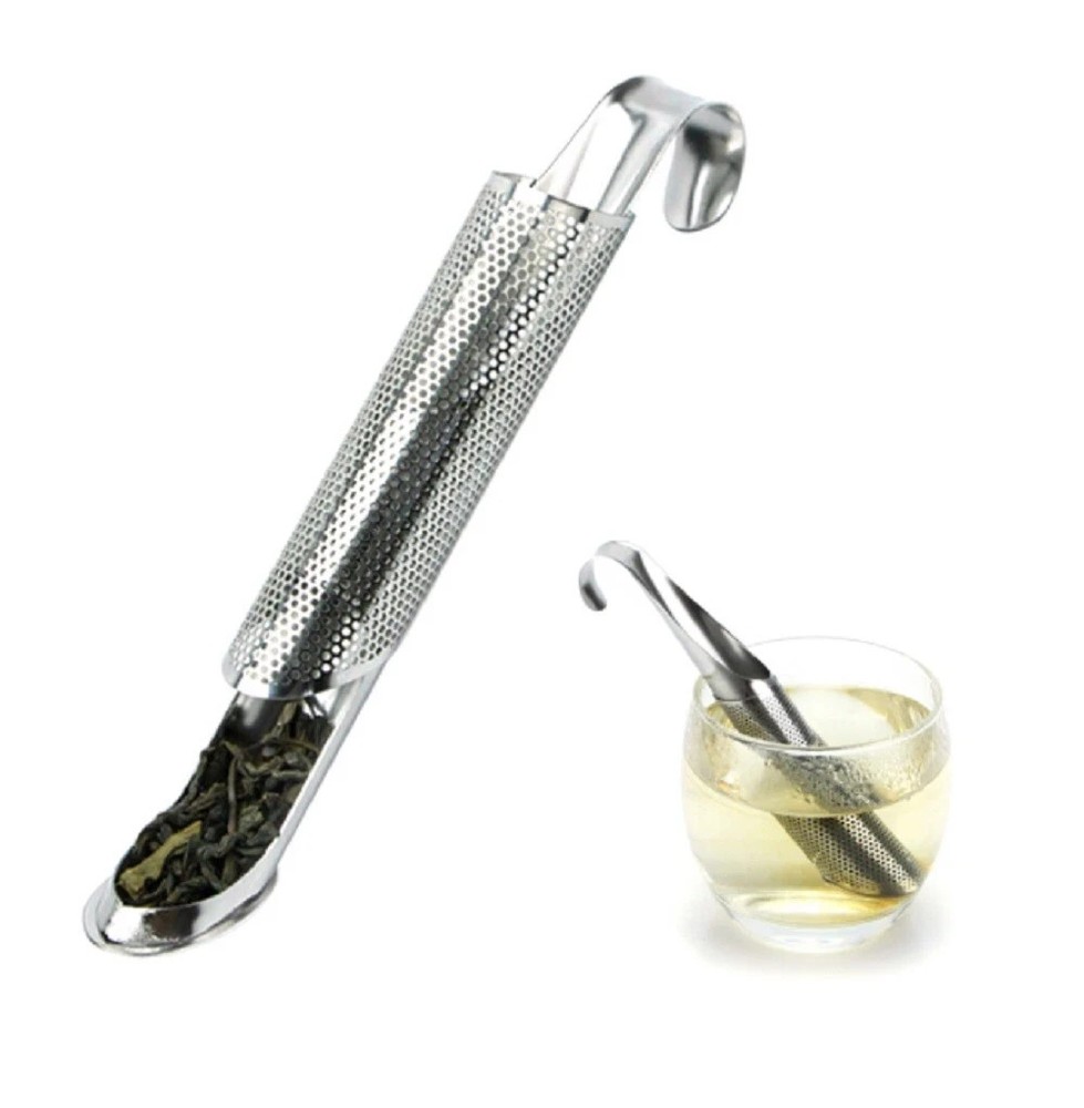 Stainless Steel Tea Diffuser Stick Loose Leaf Infuser Strainer w/ Hook Handle