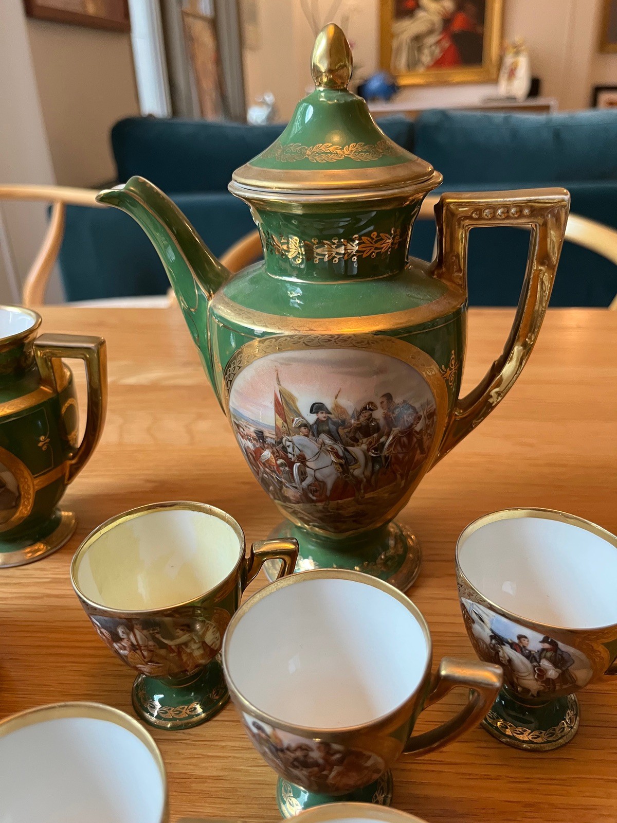 Vintage Royal Vienna Carlsbad Napoleonic Tea Set Service For 6 With Platter