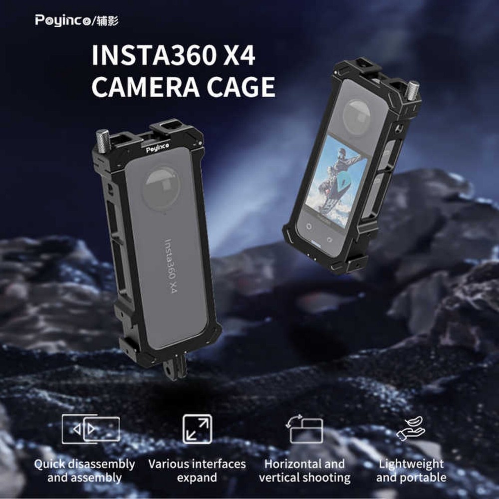 Camera Cage for Insta360 X4 Metal Case Cage Multi-Functional Protective
