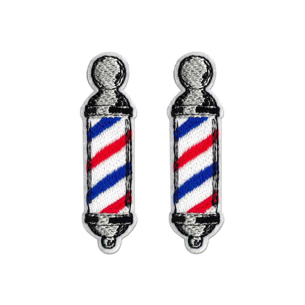 Barber’s Pole (2-Pack) Embroidered Iron on Patch Applique