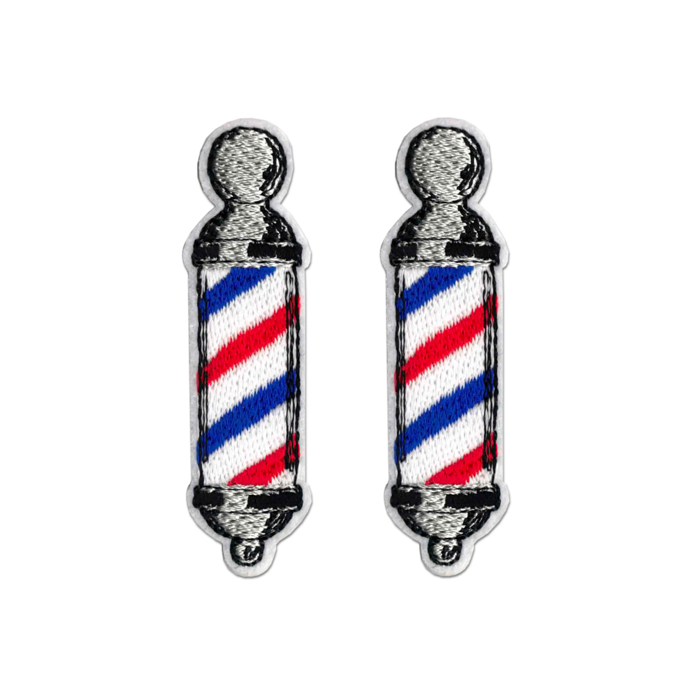 Barber’s Pole (2-Pack) Embroidered Iron on Patch Applique