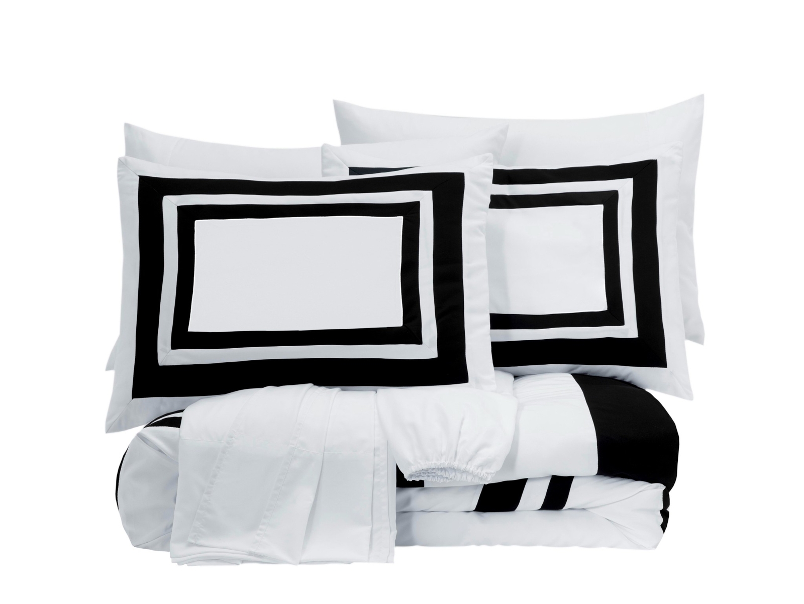 Chezmoi Collection 7-Piece Square Pattern Hotel Style Bed in a Bag Comforter Set