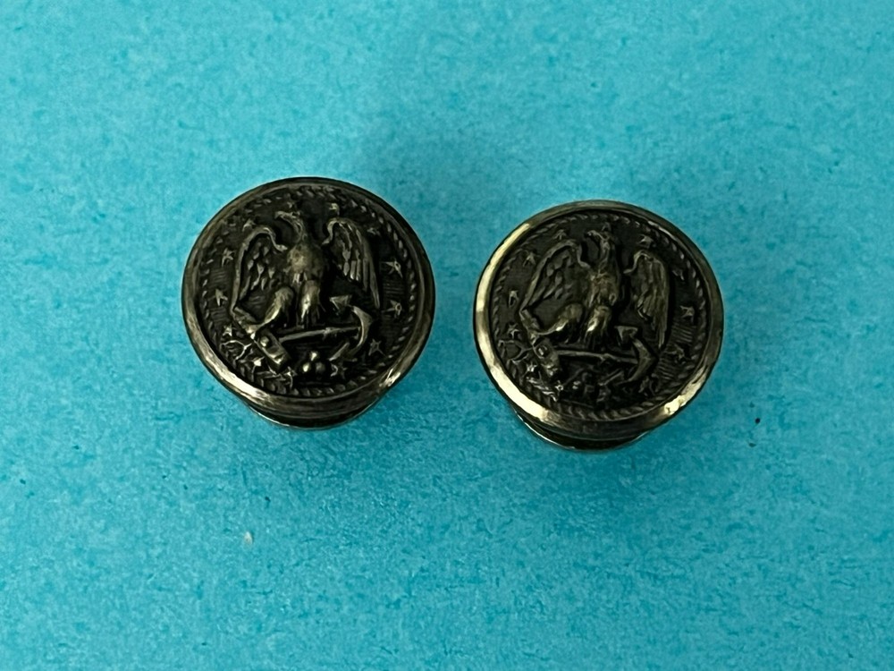 WWII WW2 US Navy Naval Hat Buttons Pair
