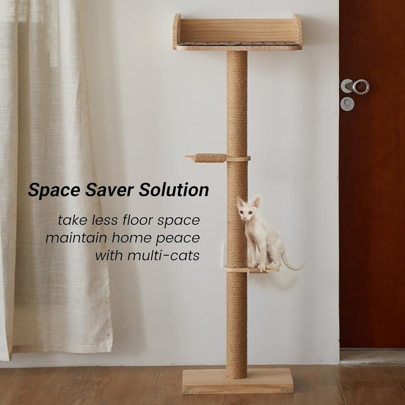 Sturdy Adjustable Cat Window Perch Tree W/ Scratching Post & Suction Cups New
