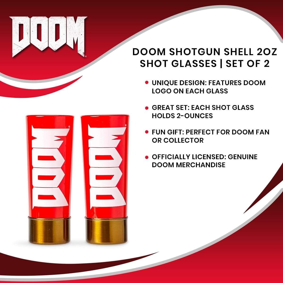 (Set of 2) Doom Shotgun Shell Shot Glasses 2oz by Loot Crate / Just Funky