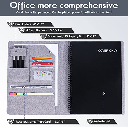 Folio Planner Cover for Rocketbook Smart Notebook– Large Size - Bifold Gray
