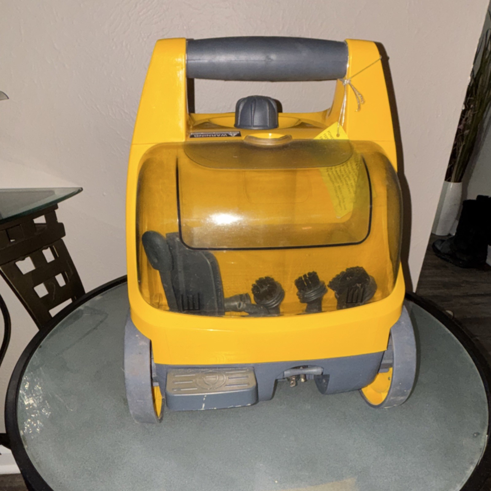 Vapamore MR-100 Primo Canister Steam Cleaner Yellow Wheels Brush