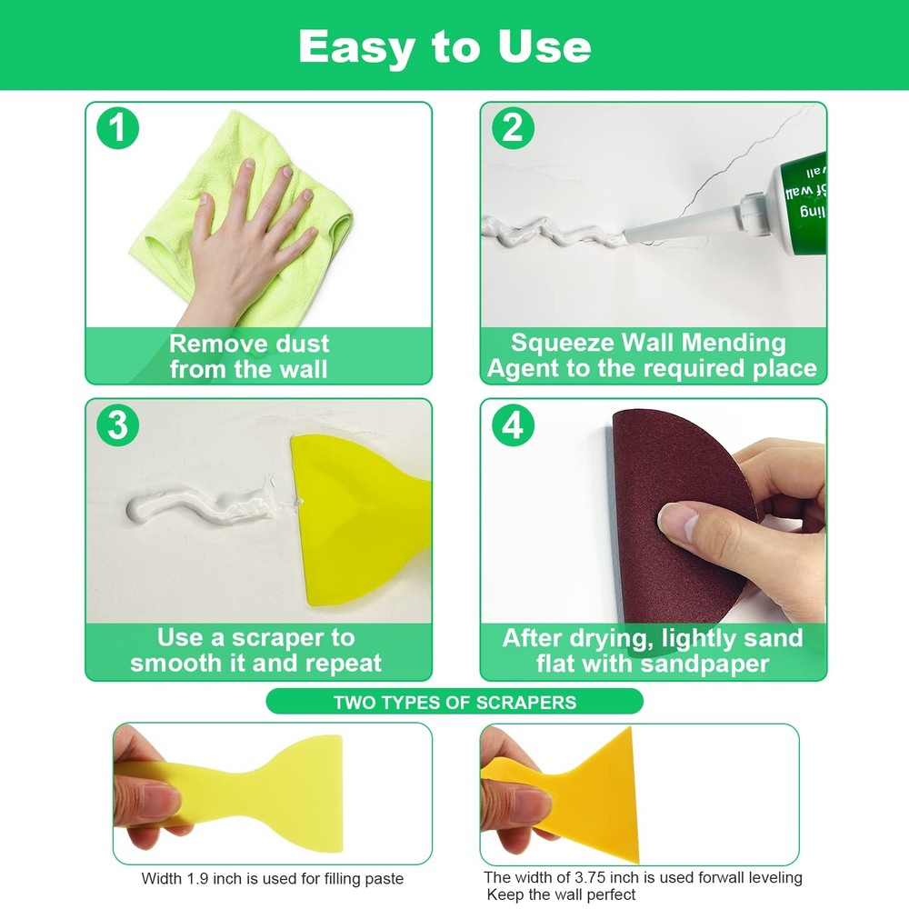 Drywall Repair Kit, 2 Pcs Spackle Wall Patch Kit with Scraper, 2 Pack