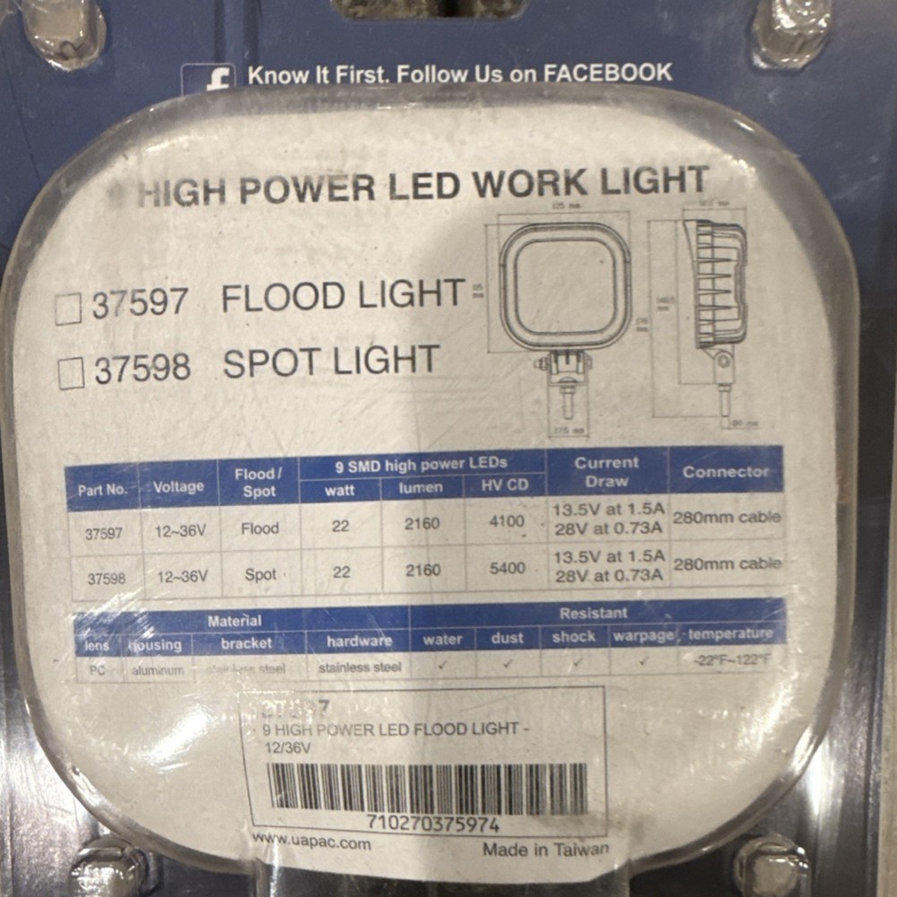 Universal 9 High Power LED Compact Work-Flood Light