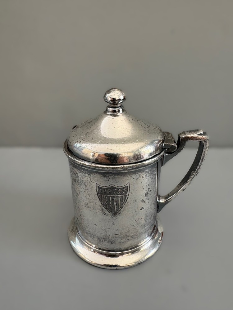 Silver Plated Condiment / Mustard Pot with Glass Insert