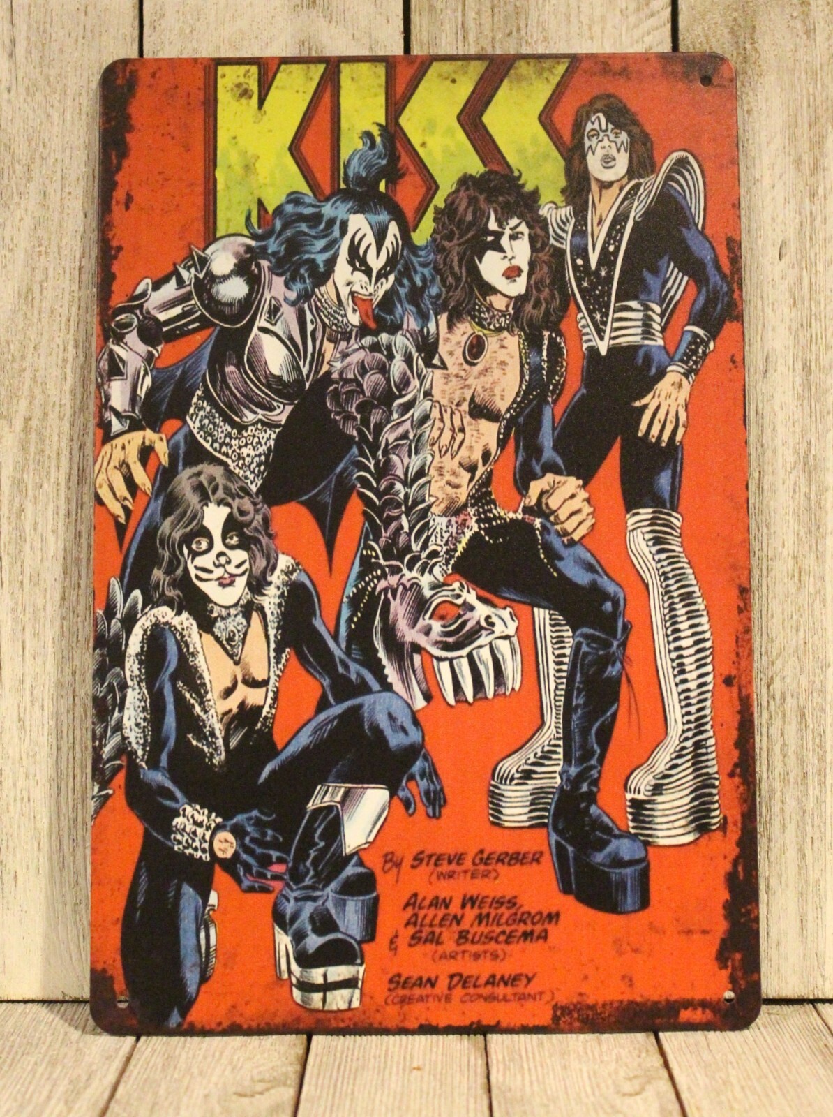 Kiss Comics Tin Poster Sign Vintage Look Book Cover Concert CD Ace Frehley