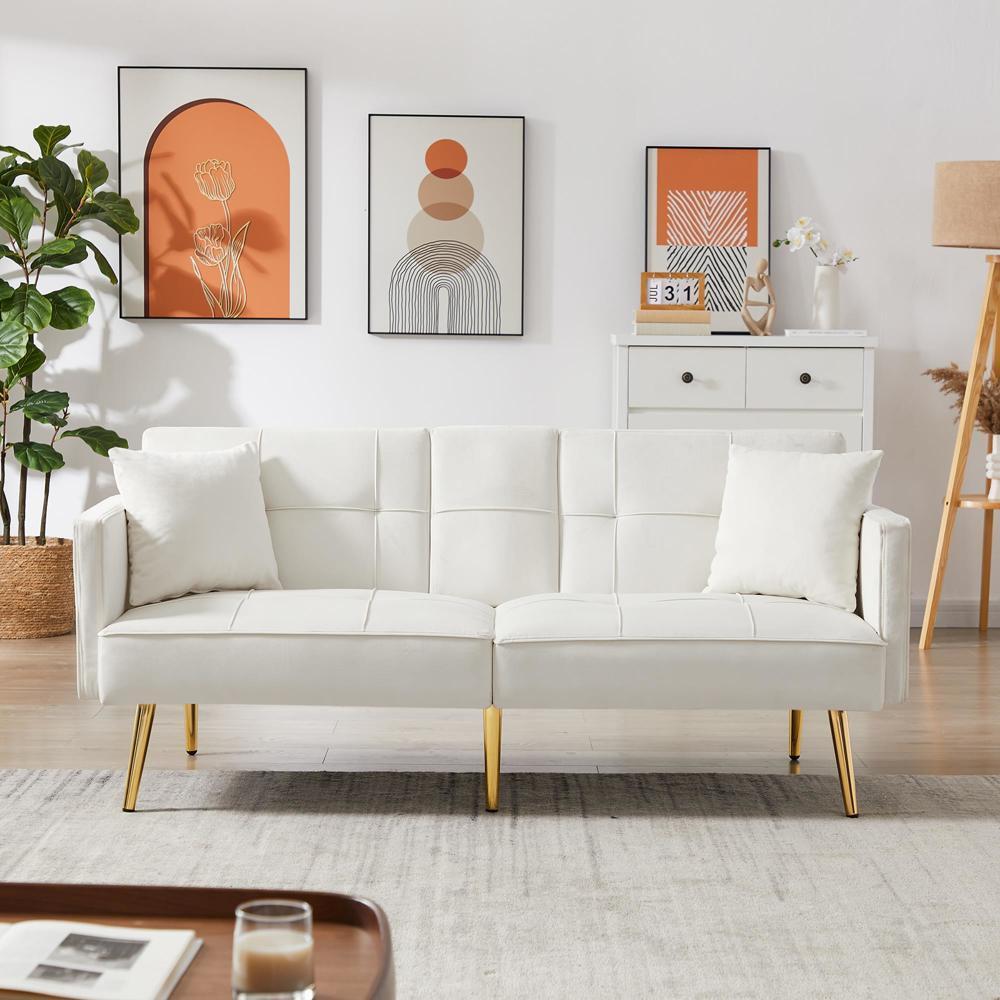 Sturdy and Durable WHITE VELVET SOFA BED