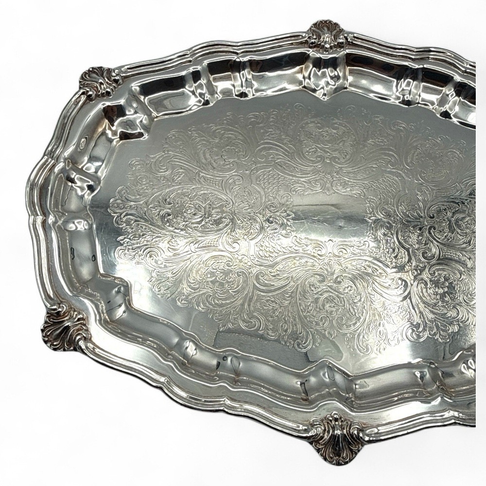 Blackington Silver Plated Oval Serving Tray Footed