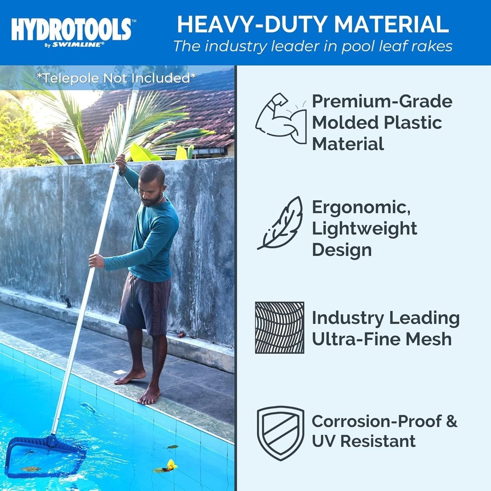 Versatile Hydrotools 8041 Leaf Rake | Reinforced Design for Pool Debris Pickup