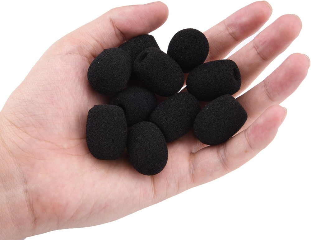 10 Pack Mini Small Size Lapel Headset Microphone Windscreen Foam Cover, Black