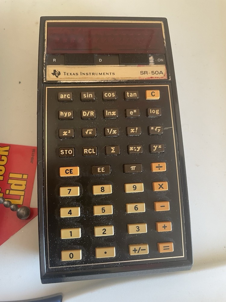 Vintage Texas Instruments Calculator With Leather Case - Untested
