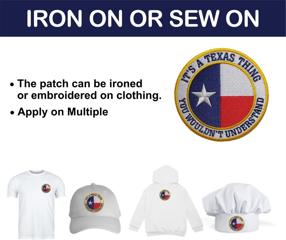 Texas State Flag with Quote Iron On Patch - Sew Patch - Embroidered Patch