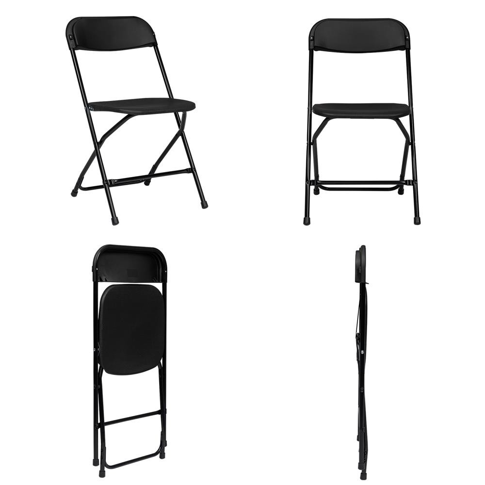 10x Plastic Folding Chairs Wedding Party Event Stackable Dining Chair Black