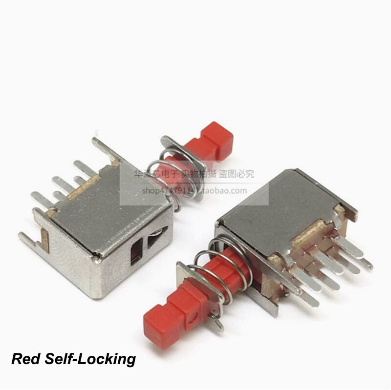 Red/Black Double Row 6-Pin Self-Locking/Unlocked With Spring Button Switch