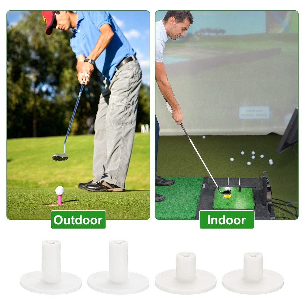 Rubber Golf Tee, 2Sizes 4Pcs Golf Practice Tees Training Driving Range, White
