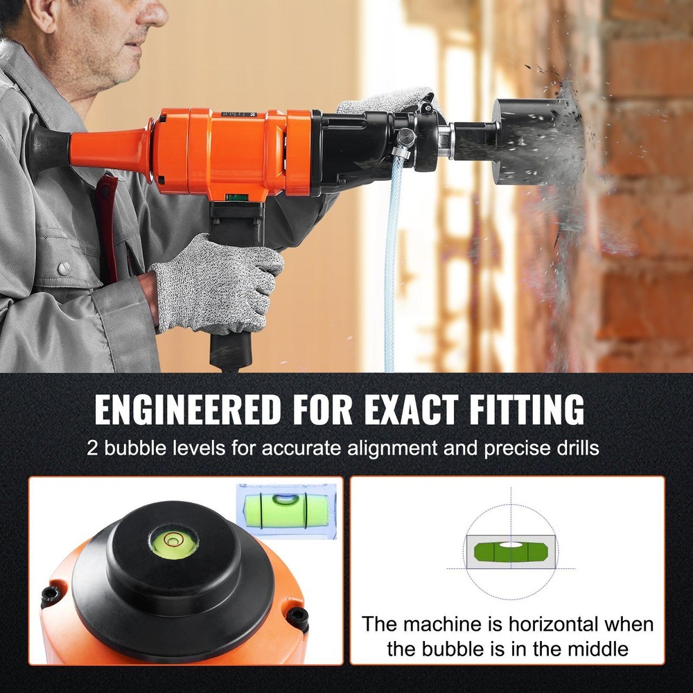 Diamond Core Drilling Machine, 4in Handheld Wet Concrete Core Drill Rig 1500W