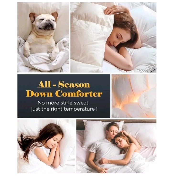 3D Baffle Box Real Down Comforter, White Feathers Down Comforters Queen Size