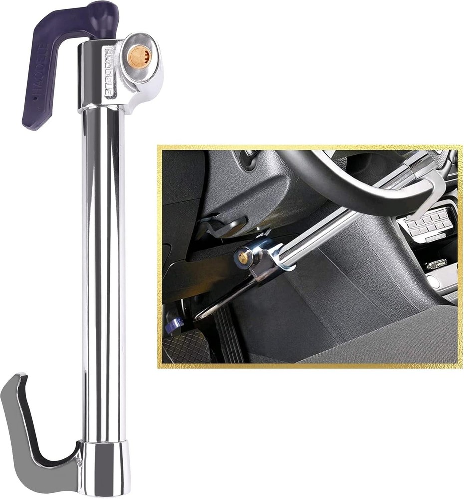 Universal Steering Wheel Brake Lock Anti-Theft Retractable Double Hook Extend...