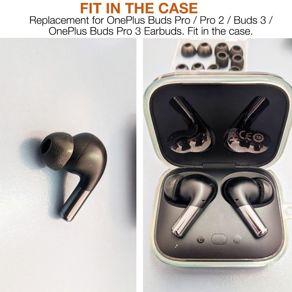 TENNMAK Memory Foam Eartips Case Replacement for OnePlus Buds small, black