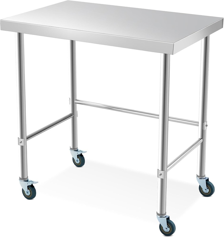 Stainless Steel Table with Casters 36"/48" Commercial Kitchen Prep Work Table