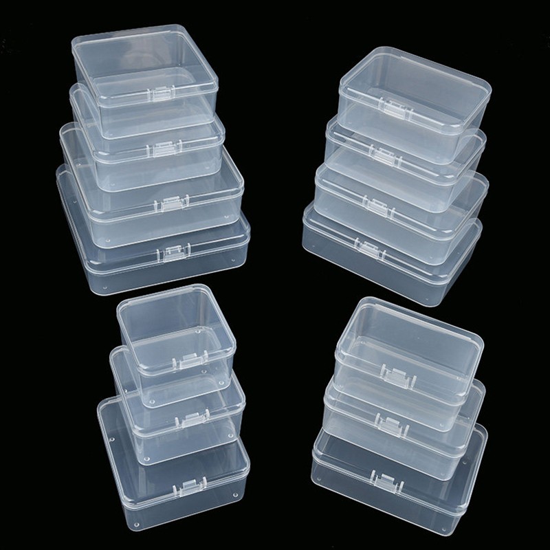 Transparent PP Plastic Storage Box Clear Square Jewelry Craft Display Case
