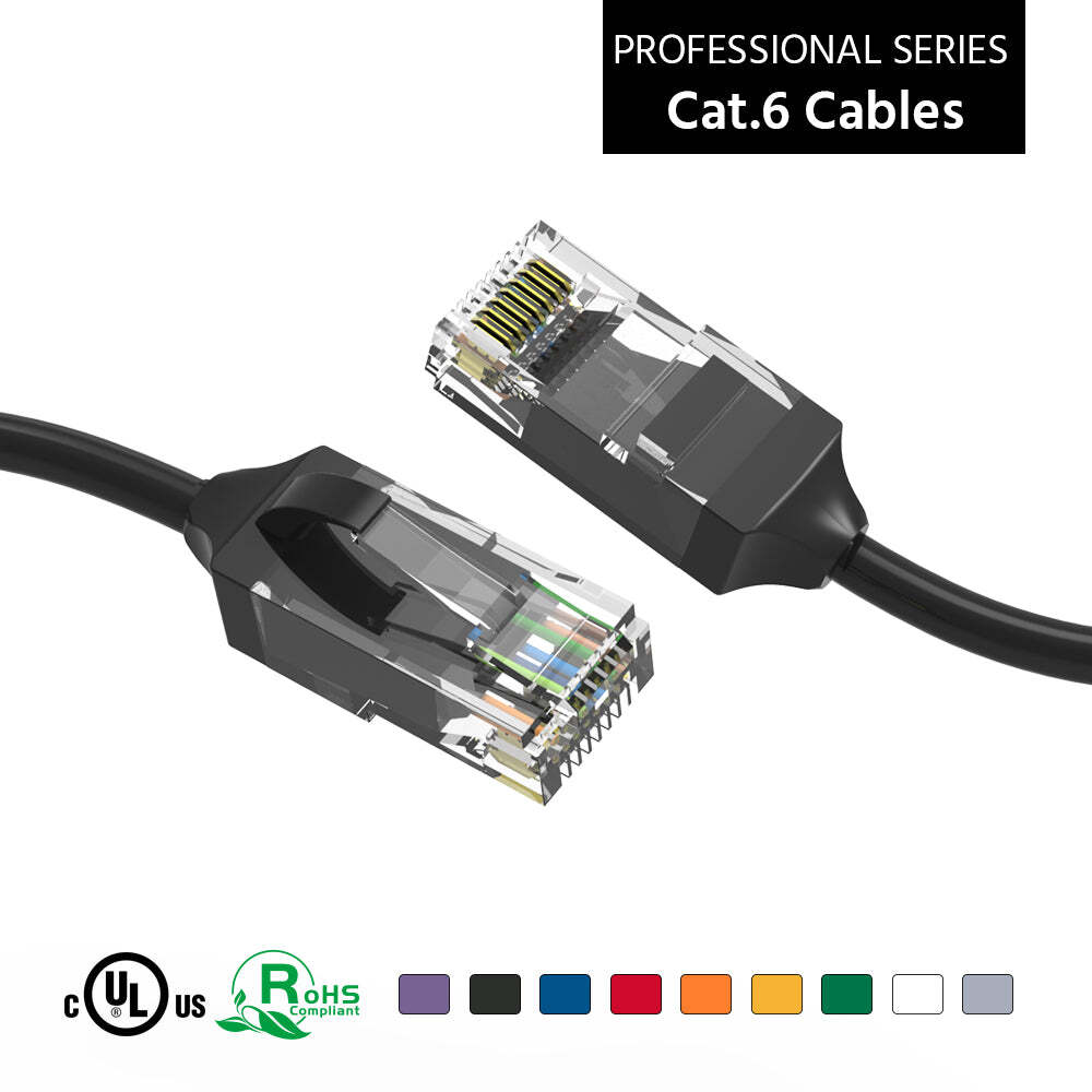 4Ft CAT6 28AWG Slim Ethernet Network Cable Black