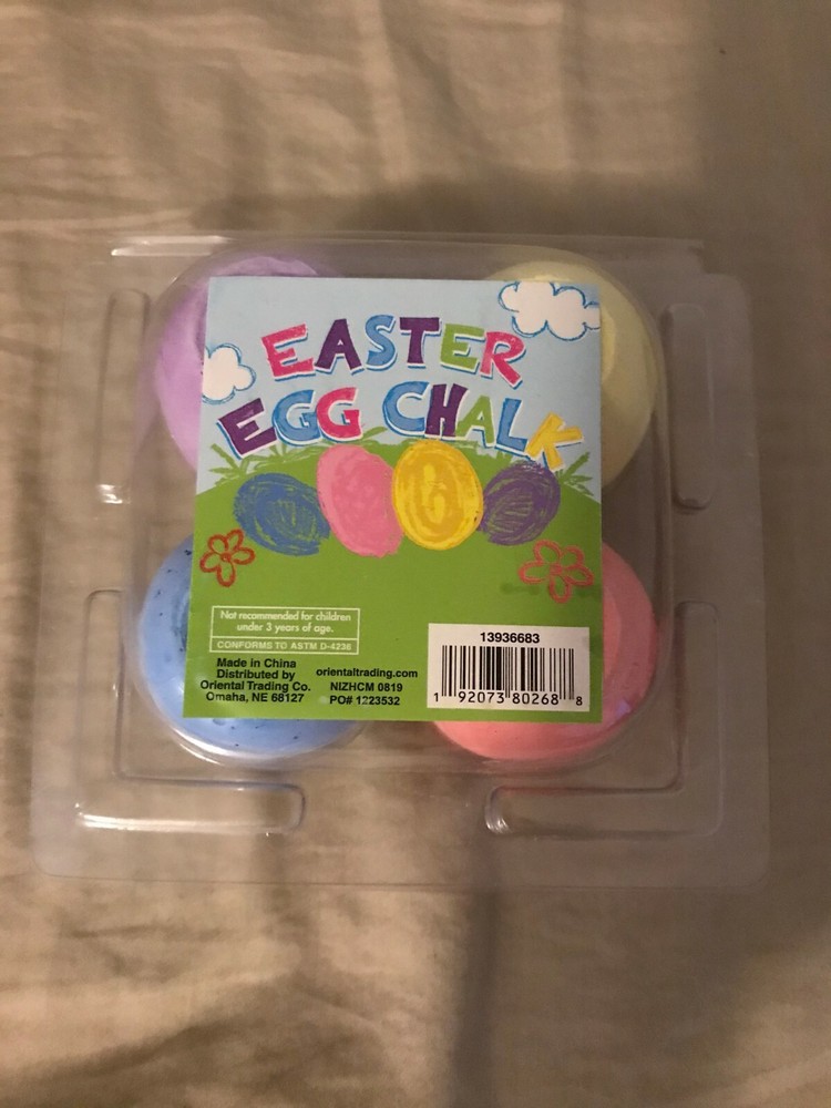 Brand New Easter Egg Shaped Sidewalk Colored Chalk - 4 ct Pack