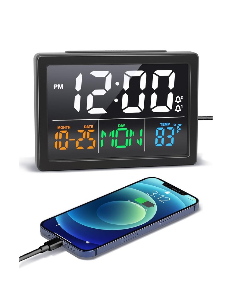 Digital Alarm Clock, with 5.5" Large LED Time Display, Adjustable A... Fast Ship