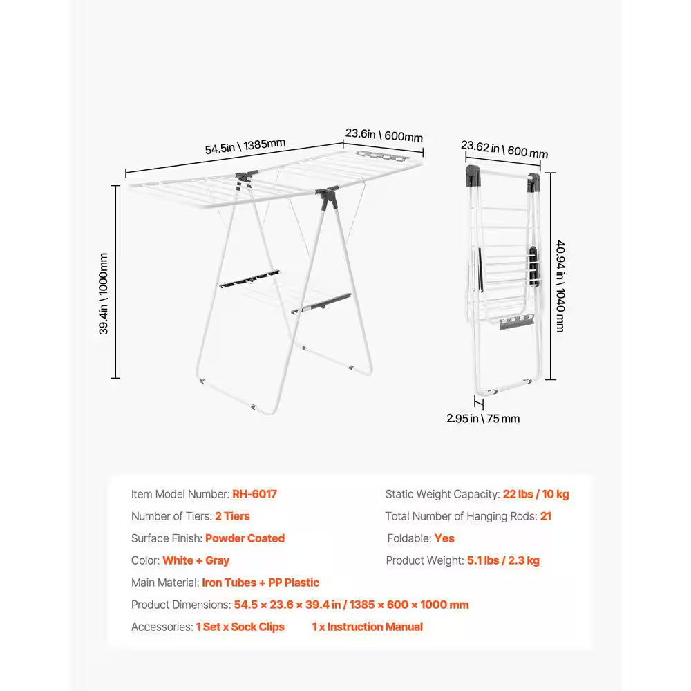 Clothes Drying Rack Foldable Laundry Drying Rack 2 Tier Adjustable Steel Rack