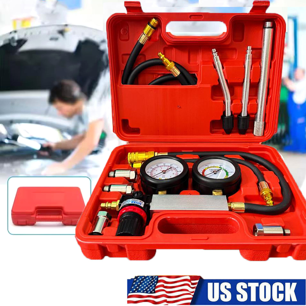 Cylinder Leak Down Tester Kit Engine Compression Test Leakage Detector Tool Set