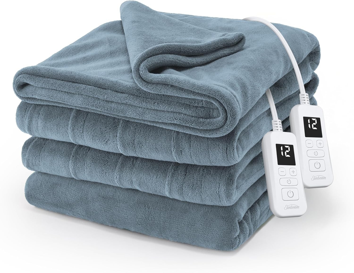 Sunbeam Royal Luxe Microplush Electric Heated Blanket Blue Full Size 84' x 72"