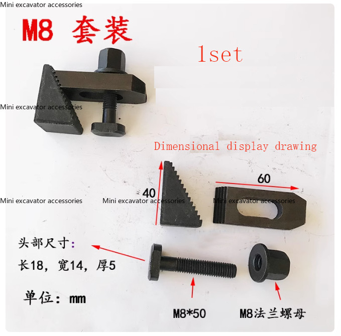 1Set Milling Machine Press Plate Set Press Block Triangle Block Screw Nut M8