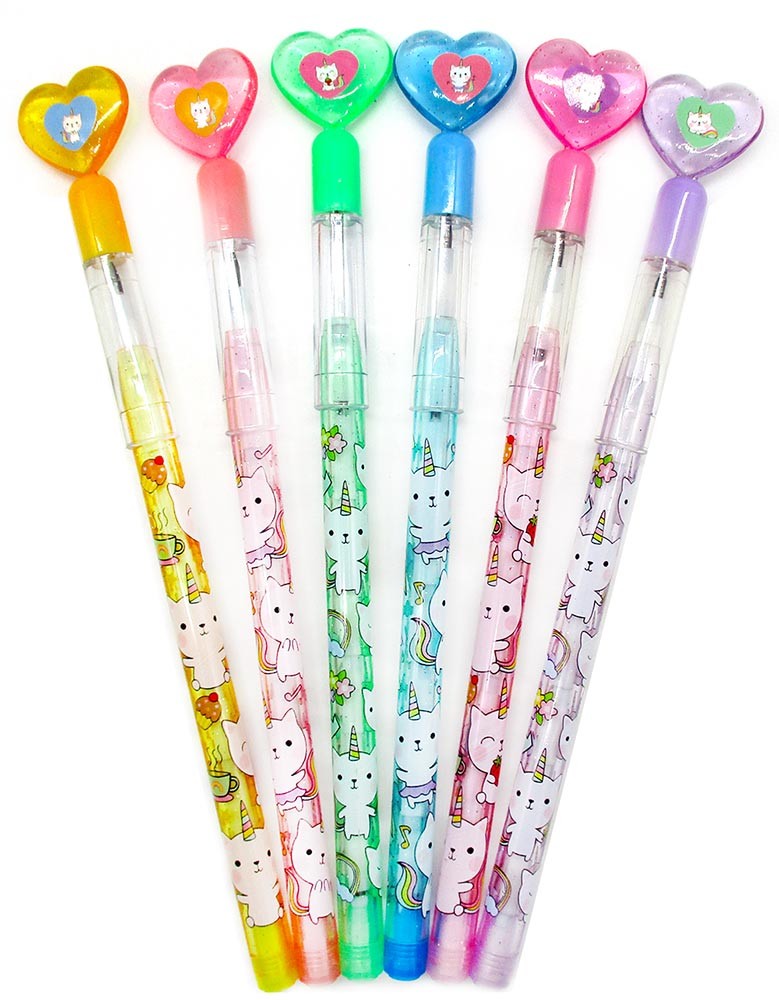 TINYMILLS 24 Pcs Unicorn Kitty Multi Point Pencils