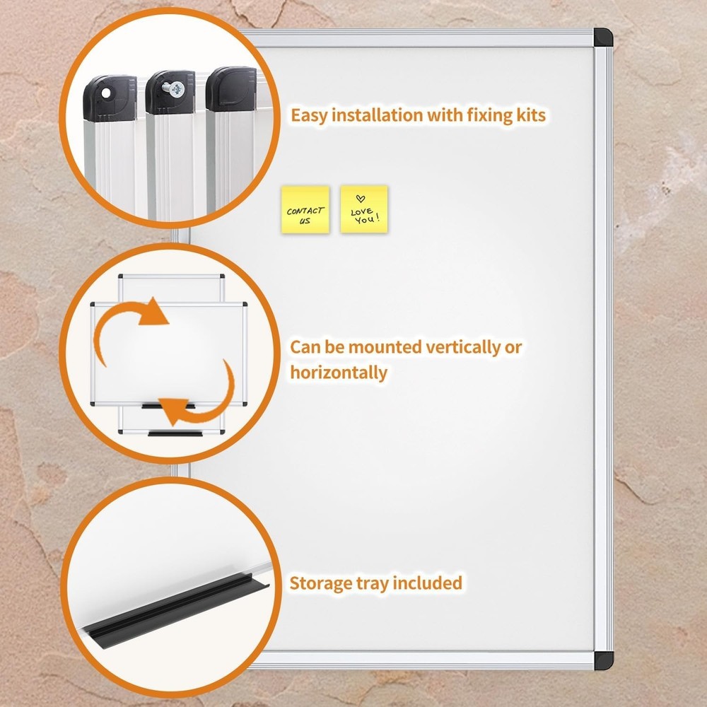 Aluminum Framed Whiteboard 36x24 - Smooth & Durable Surface