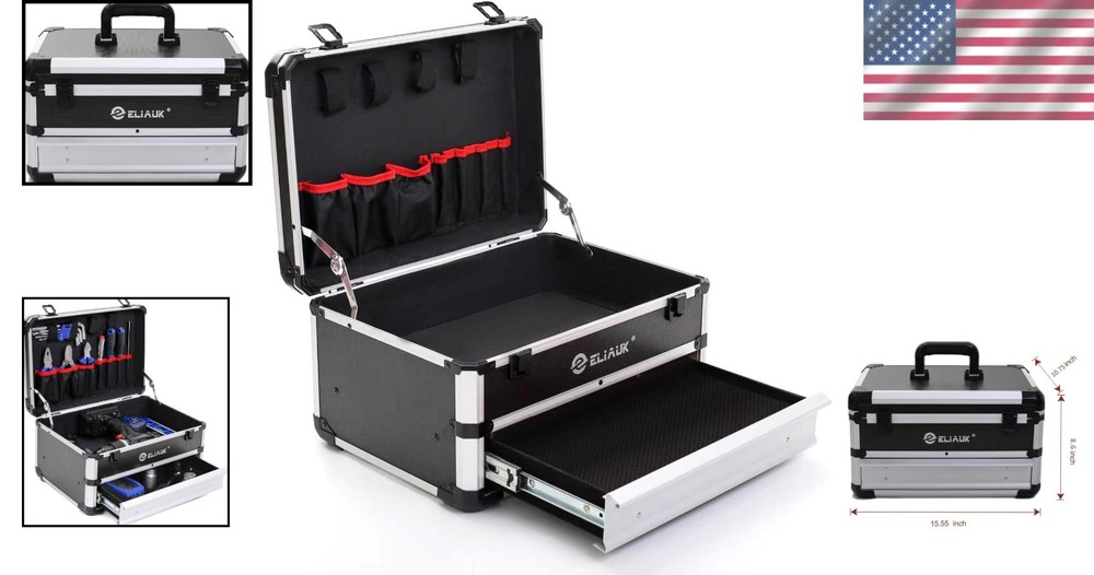 Compact Silver Tool Box with Bearing Slide Drawers - Organized Storage Solution