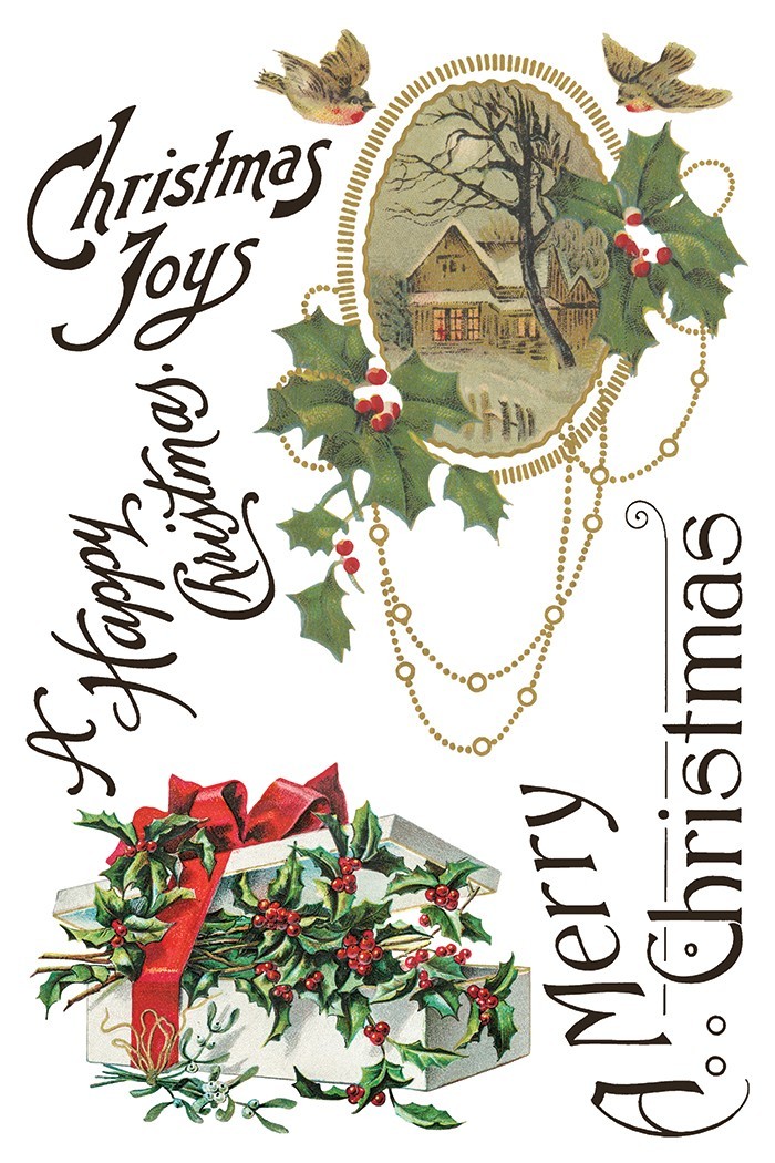 Iron Orchid Designs IOD Christmas Joy Transfer - (8) 8x12 Sheets NEW!!!