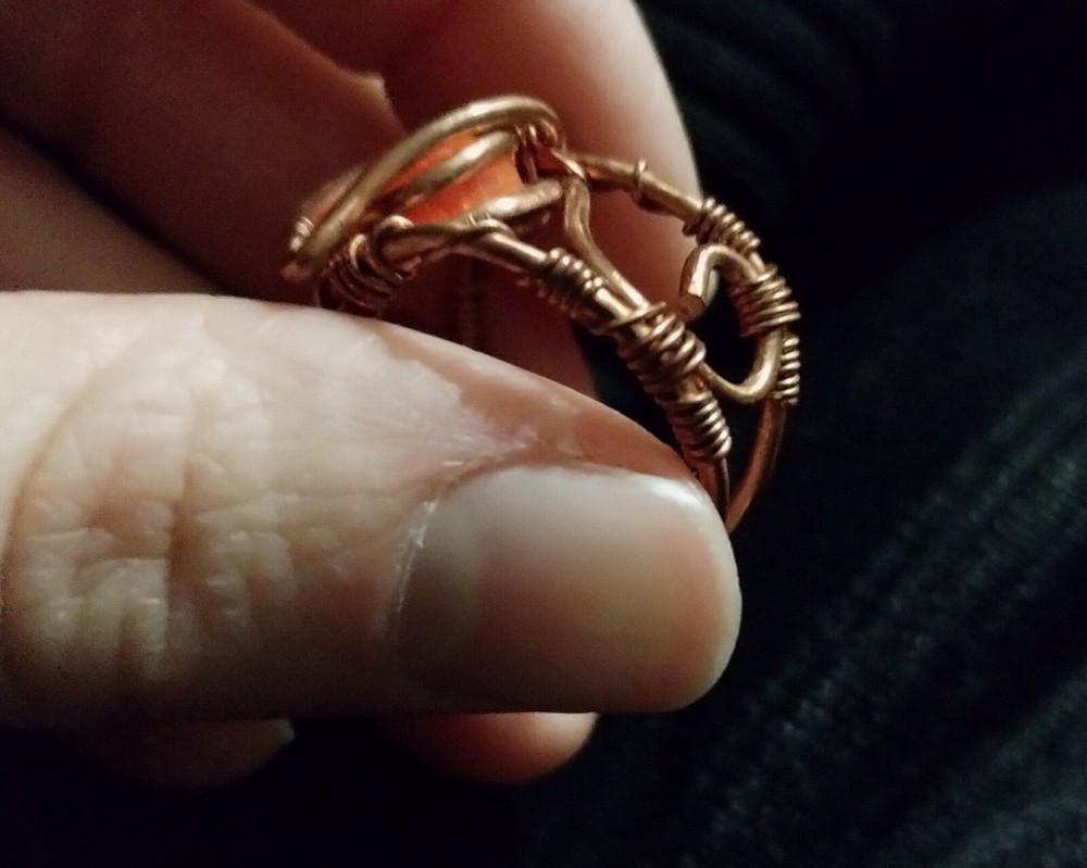 Flame Element Wire Wrap Ring With Resin Size 8