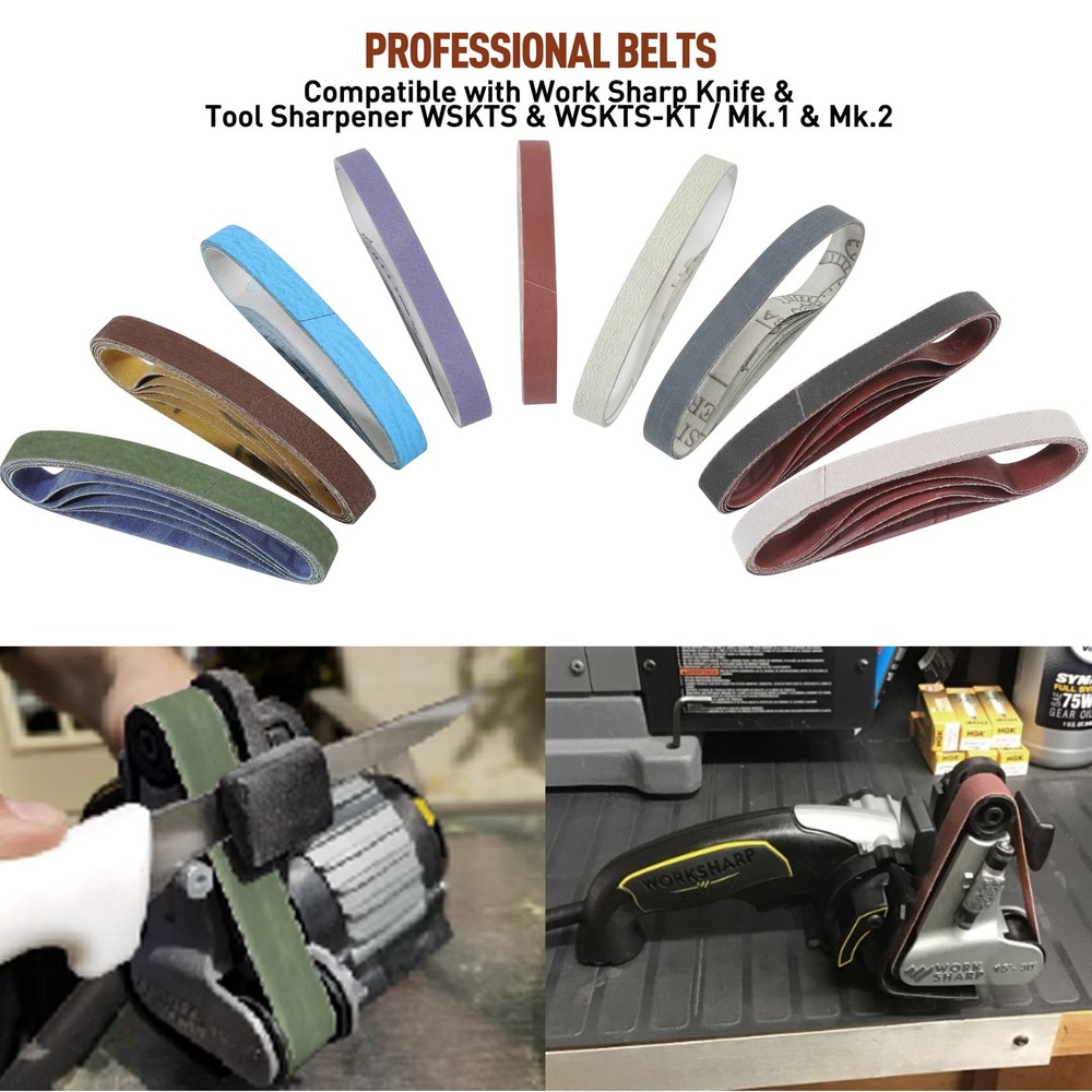 45 Pcs 1/2" x 12" Replacement Sharpening Belt Kit for Official Work Sharp...