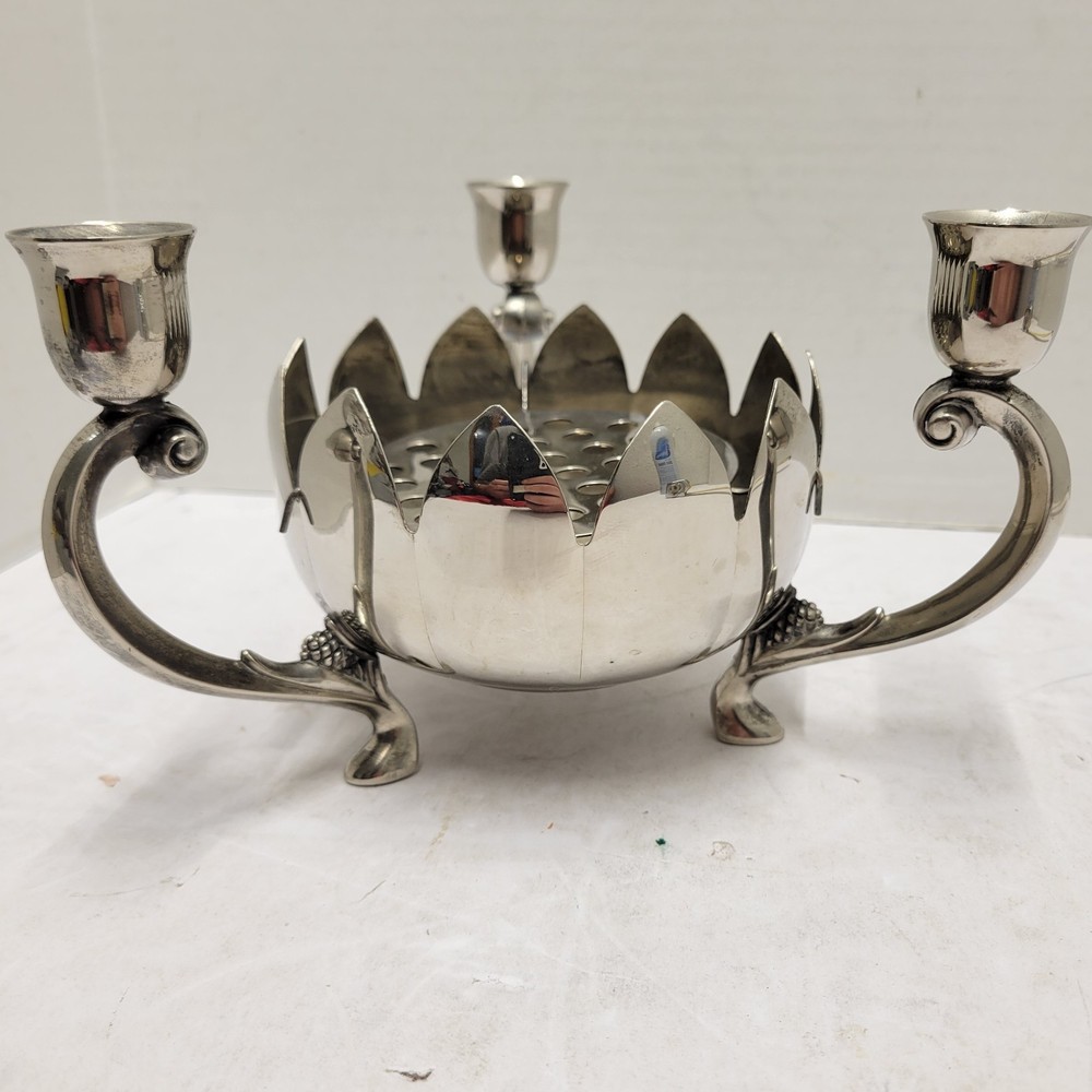 Leonard Silver Plated Centerpiece Footed Candle Candelabra Stand Flower Holder